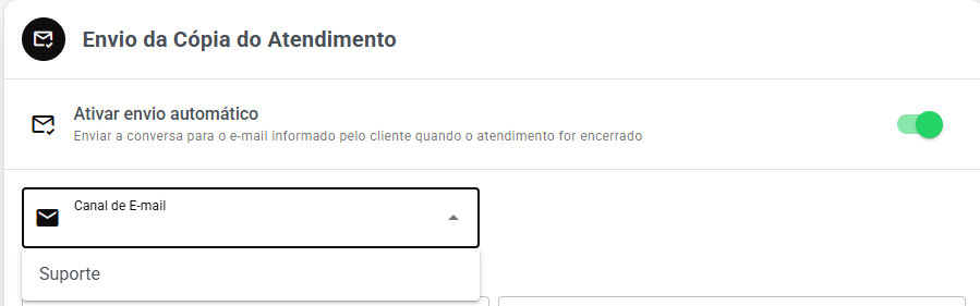 Ativar envio e Canal de E-mail