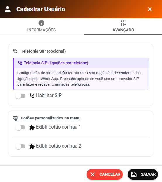 Aba Avançado
