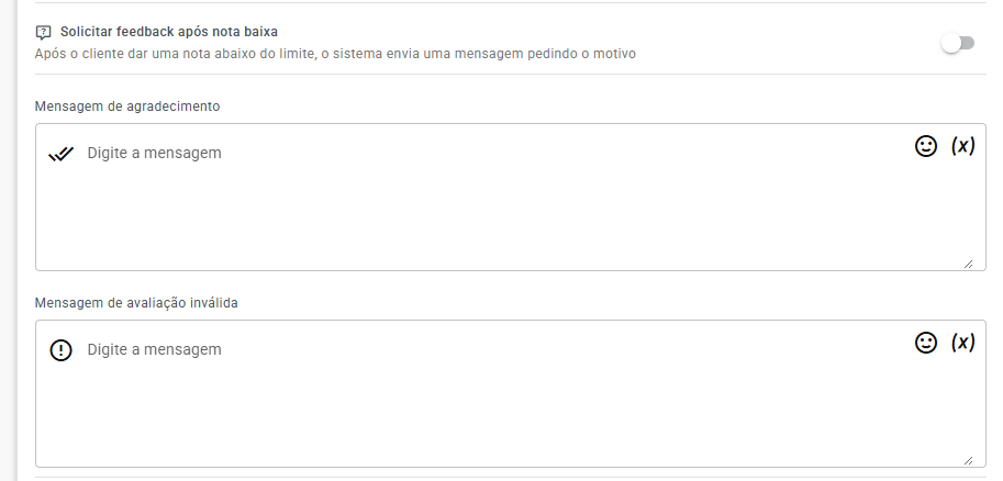 Configurações Adicionais e Mensagens