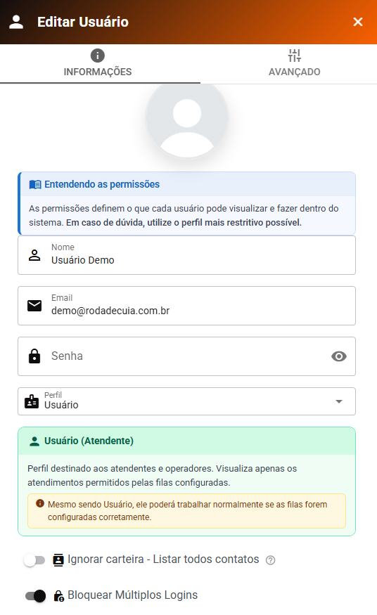Popup Editar Usuário
