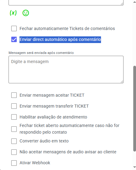 Ativar Automação de Direct