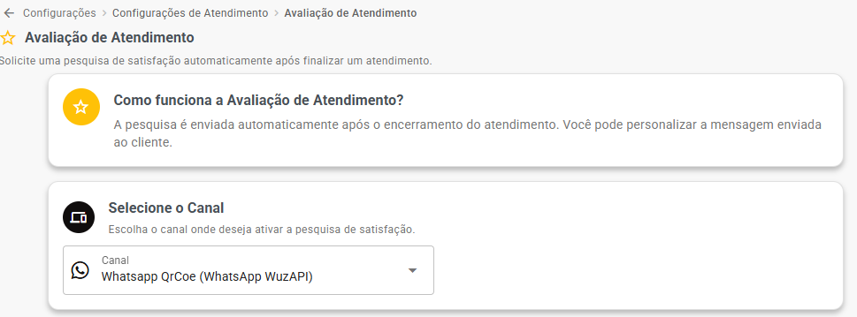 Configuração da Avaliação