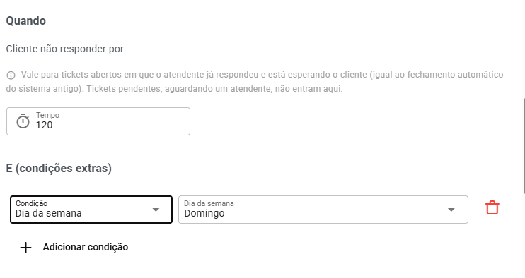 Gatilhos e Condições no Modo Avançado